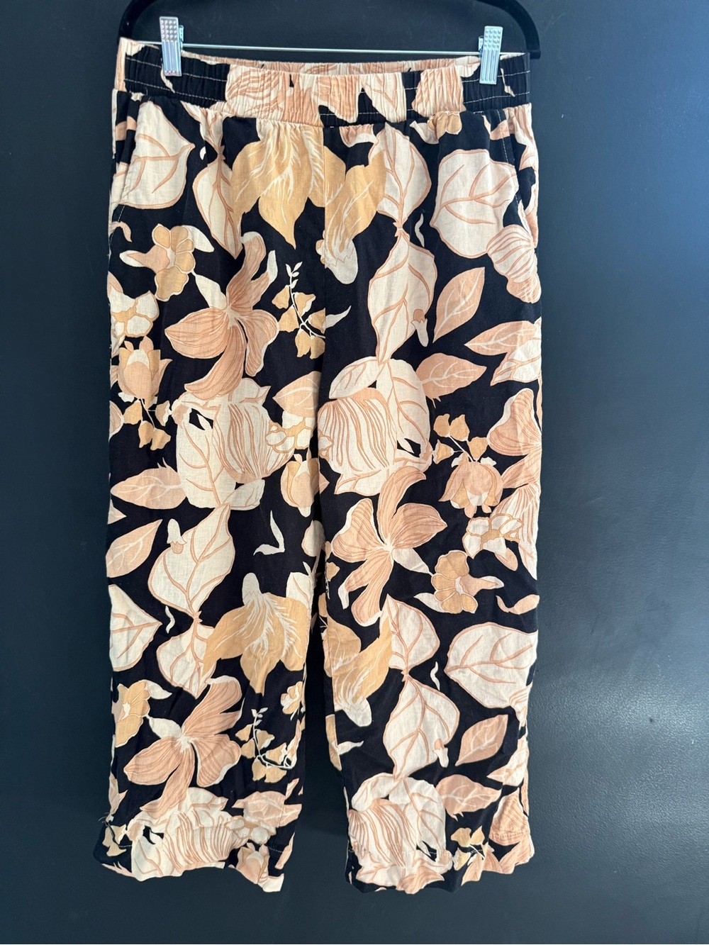 Rachel Zoe XL Tropical print linen blend wide leg cropped summer beach pants